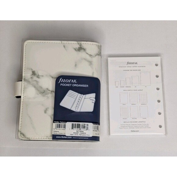 Filofax Pocket Patterns Organizer - Marble, White, Swirl, 2026 - Picture 2 of 14